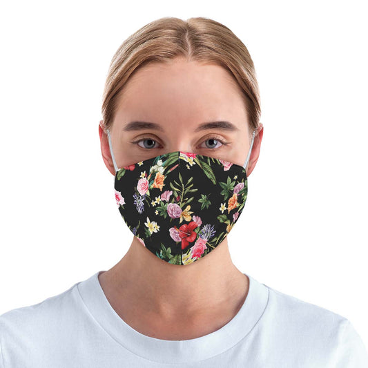 Black Floral Face Cover