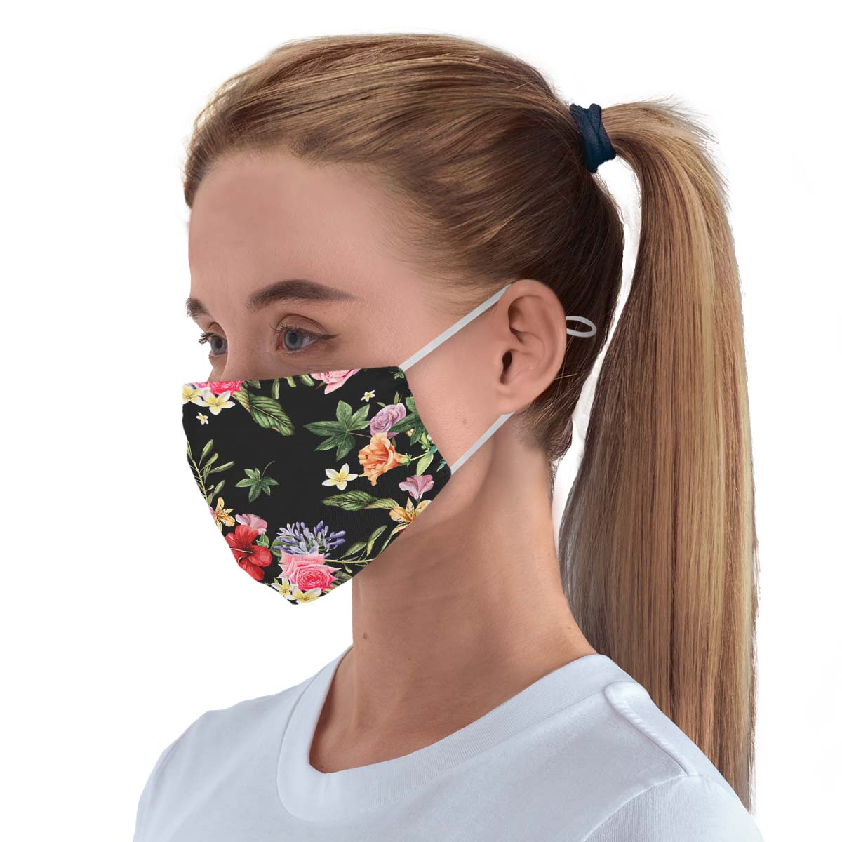 Black Floral Face Cover