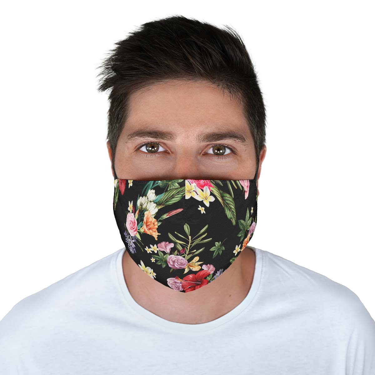 Black Floral Face Cover