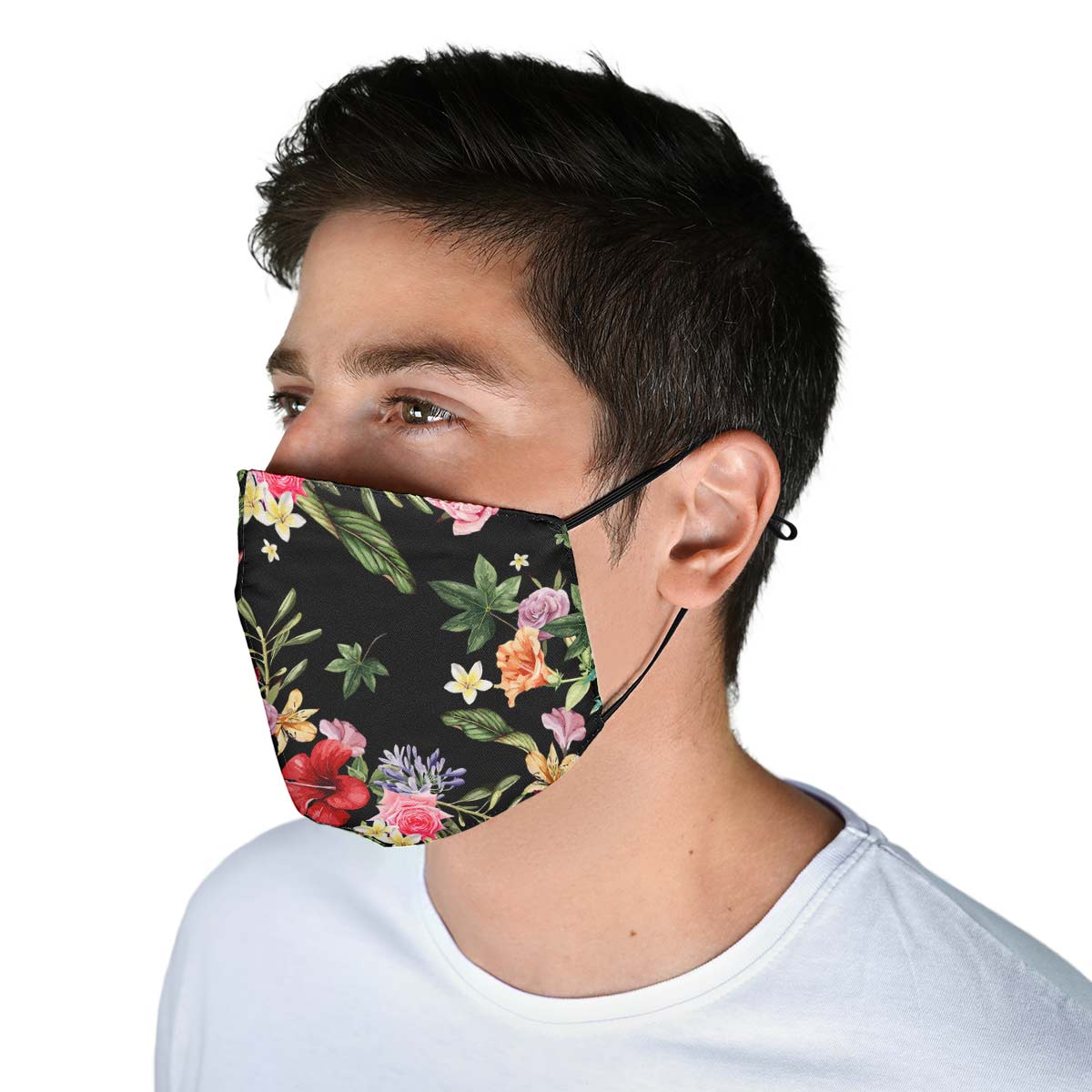 Black Floral Face Cover