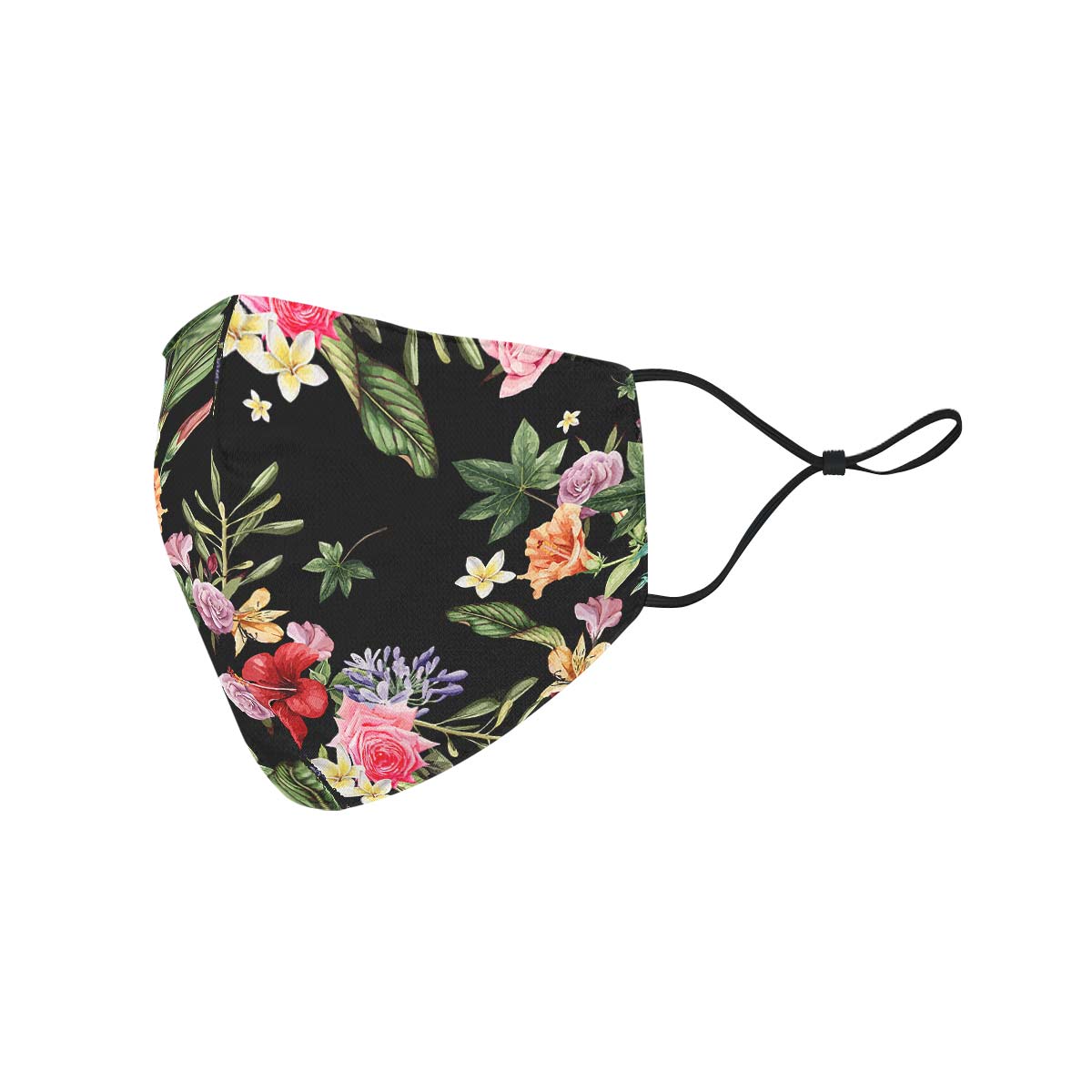 Black Floral Face Cover