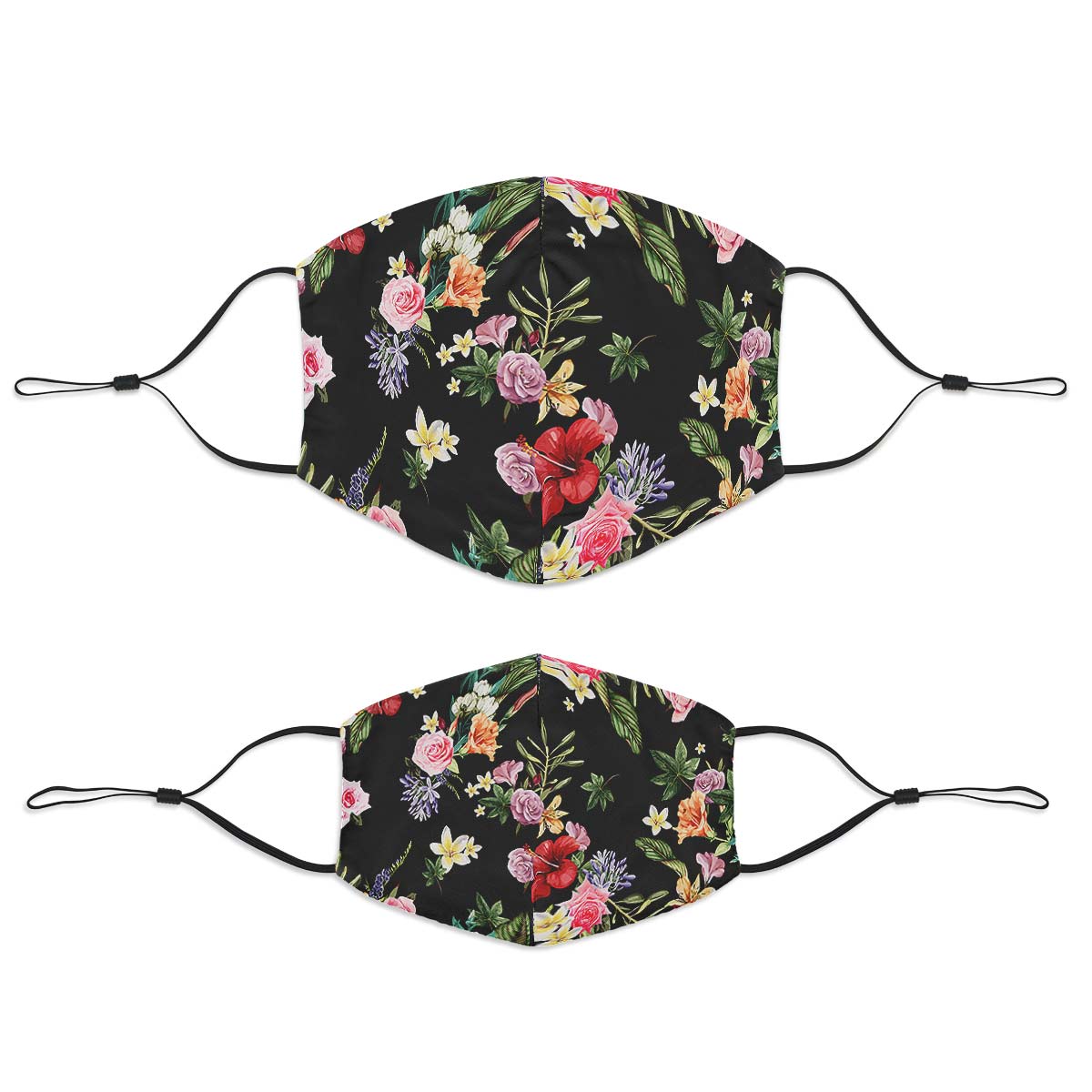 Black Floral Face Cover