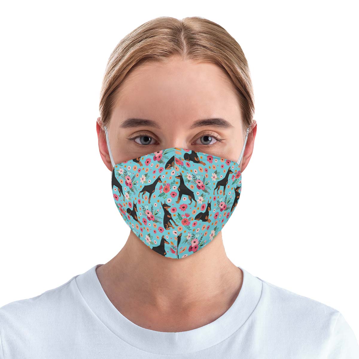 Doberman Flower Face Cover