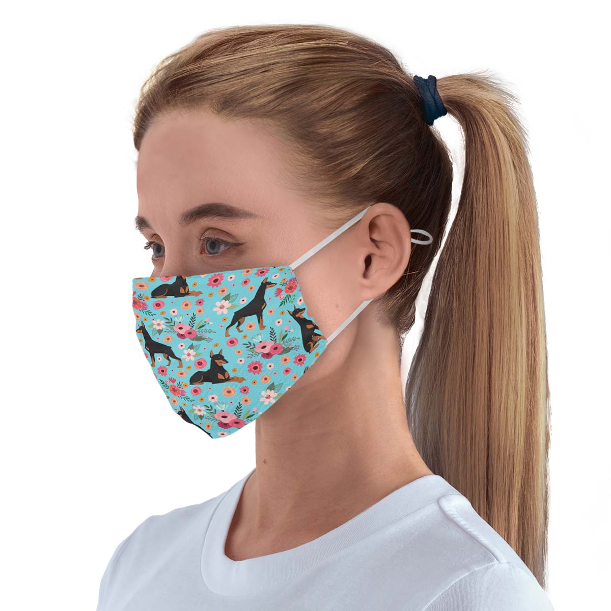 Doberman Flower Face Cover