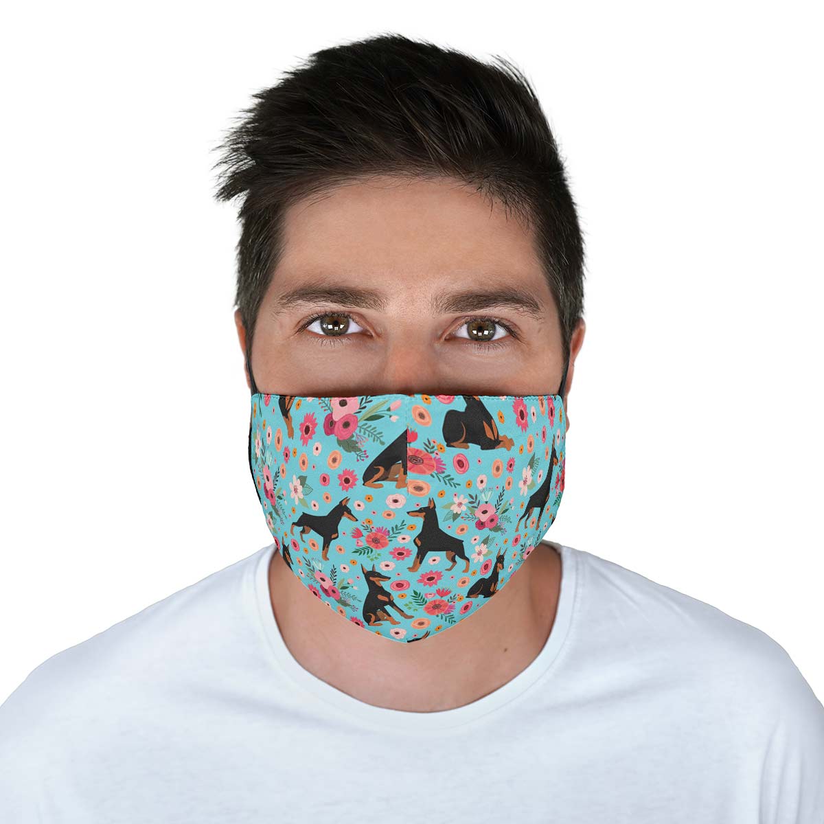 Doberman Flower Face Cover