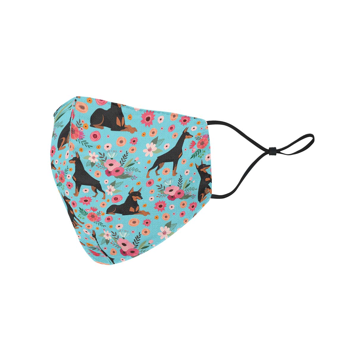 Doberman Flower Face Cover