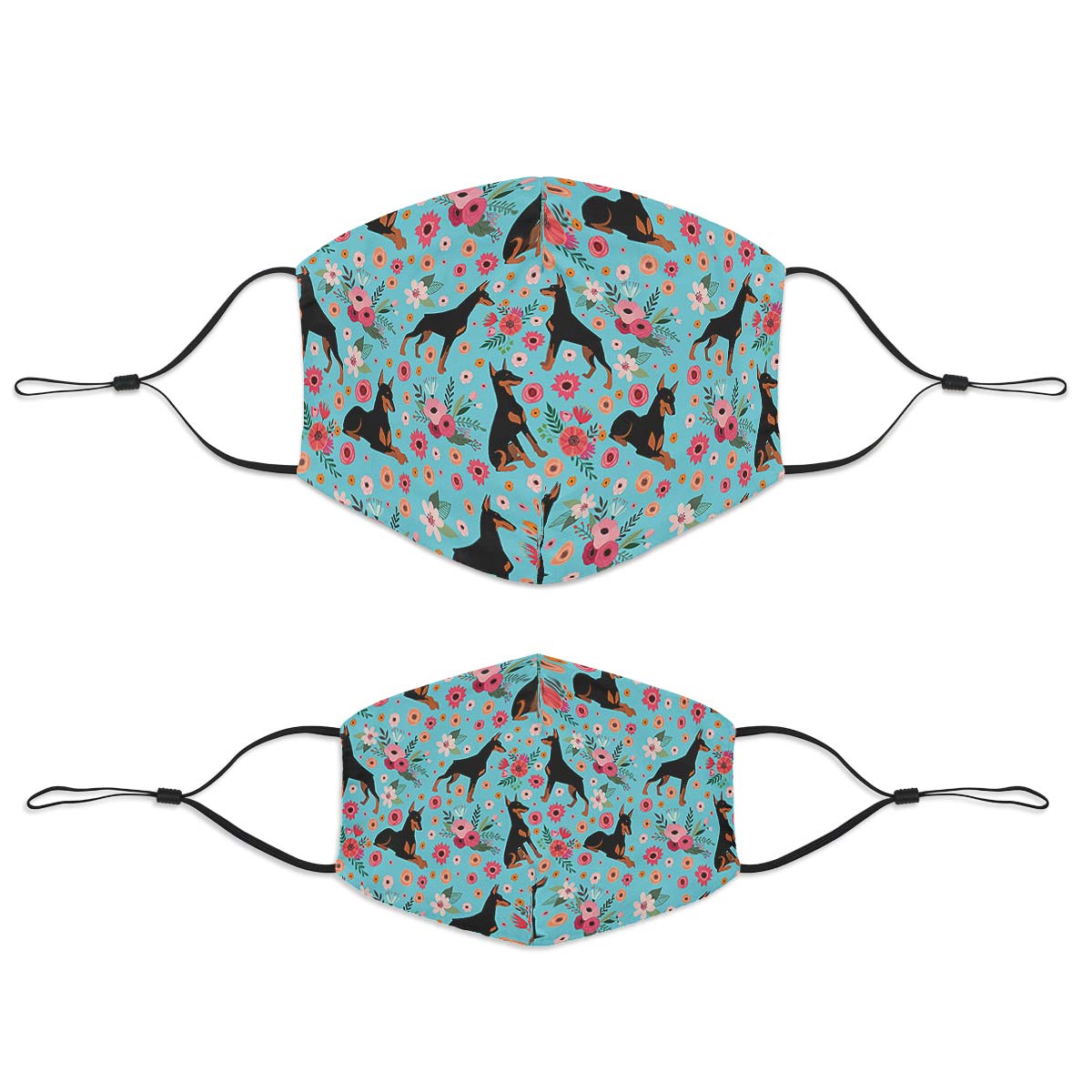 Doberman Flower Face Cover