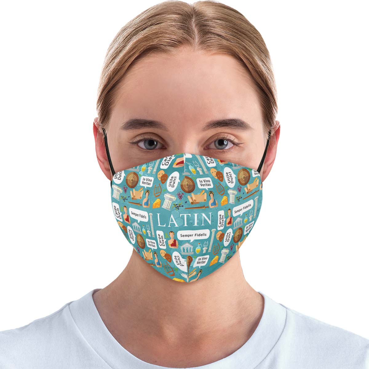 Latin Phrases Face Cover