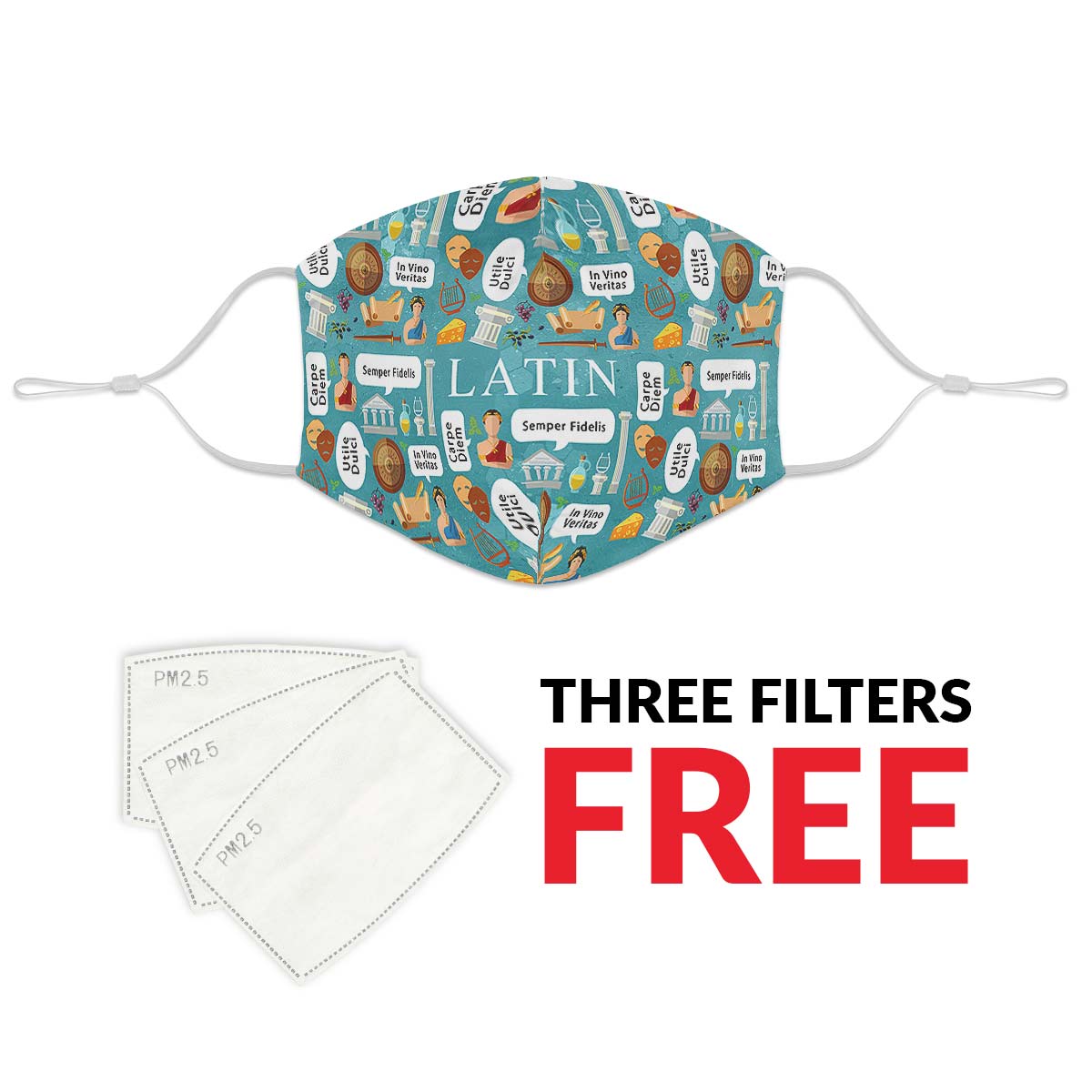 Latin Phrases Face Cover