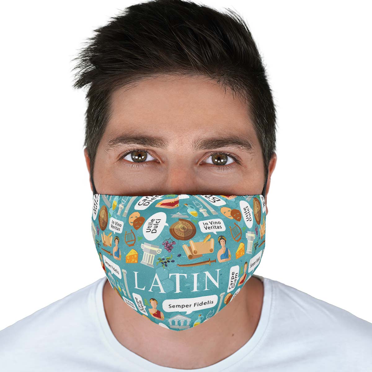 Latin Phrases Face Cover