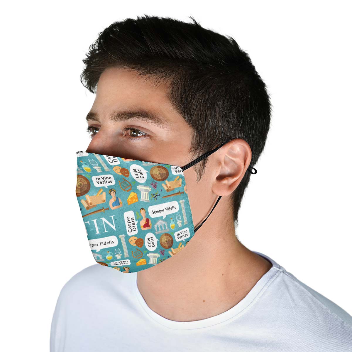 Latin Phrases Face Cover