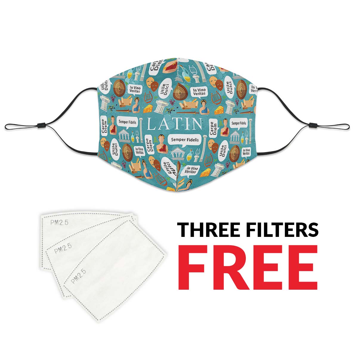 Latin Phrases Face Cover
