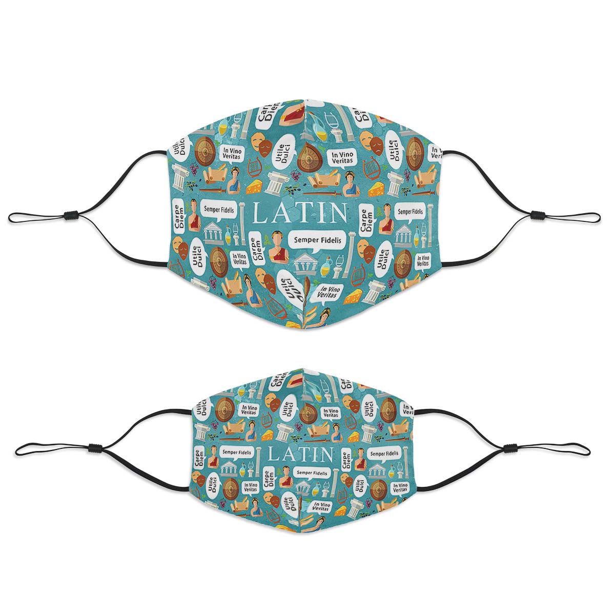 Latin Phrases Face Cover