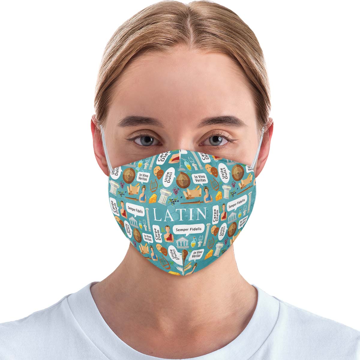 Latin Phrases Face Cover