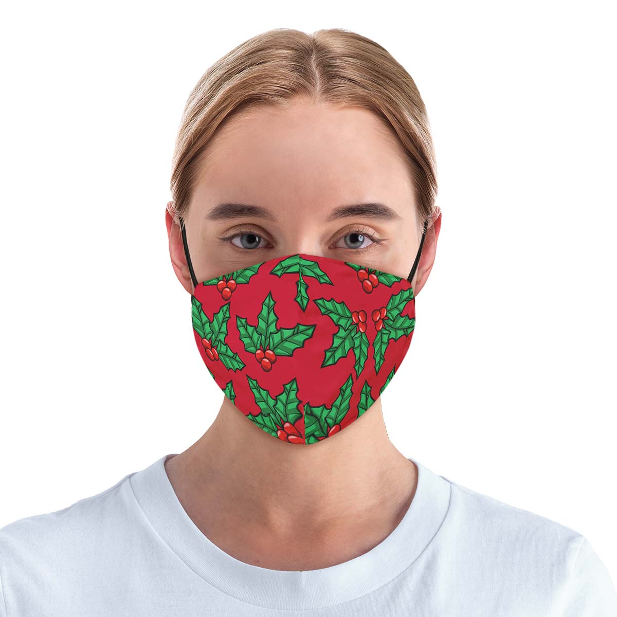 Red And Green Mistletoe Face Cover