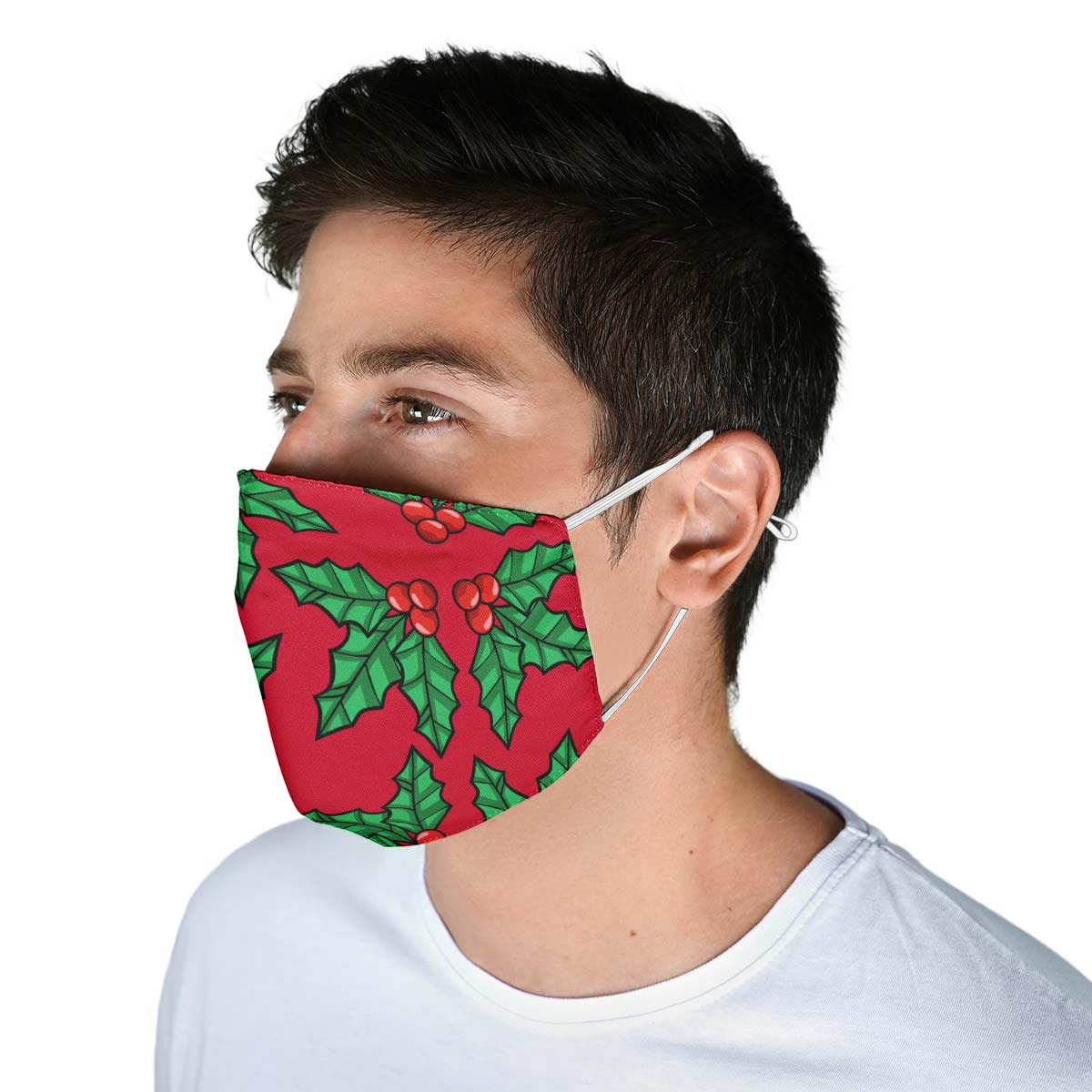 Red And Green Mistletoe Face Cover
