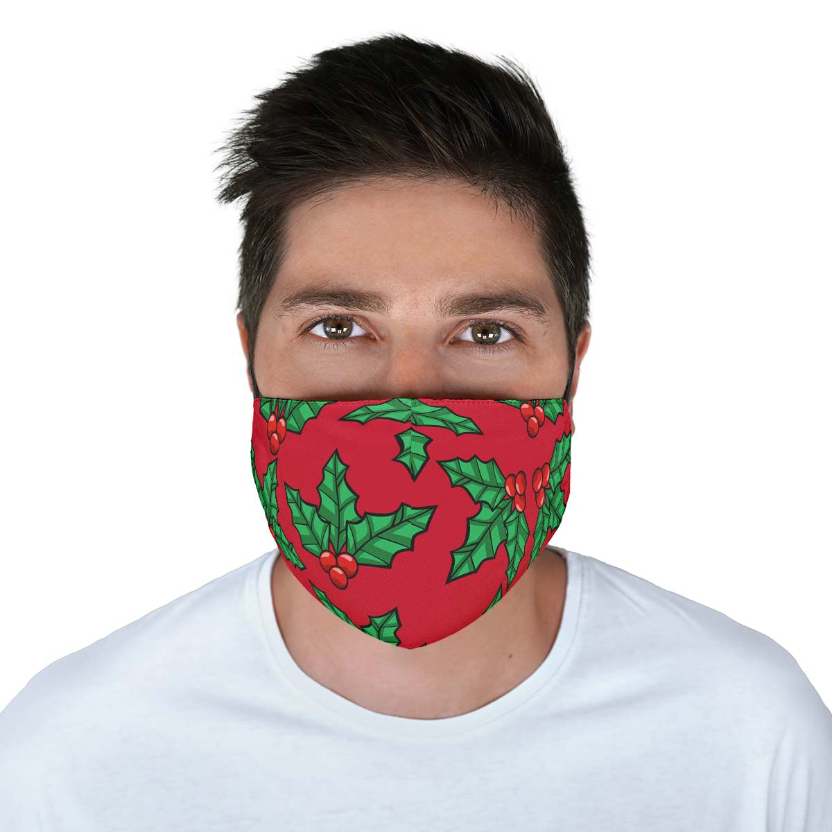 Red And Green Mistletoe Face Cover