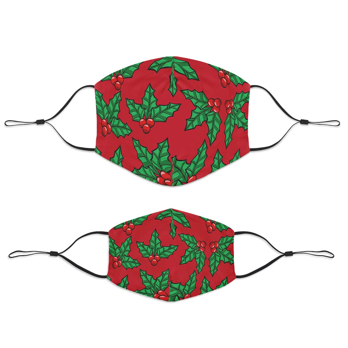 Red And Green Mistletoe Face Cover