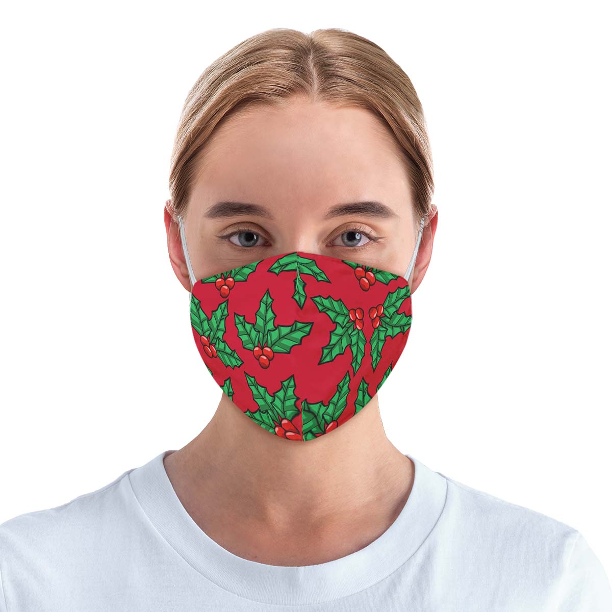 Red And Green Mistletoe Face Cover