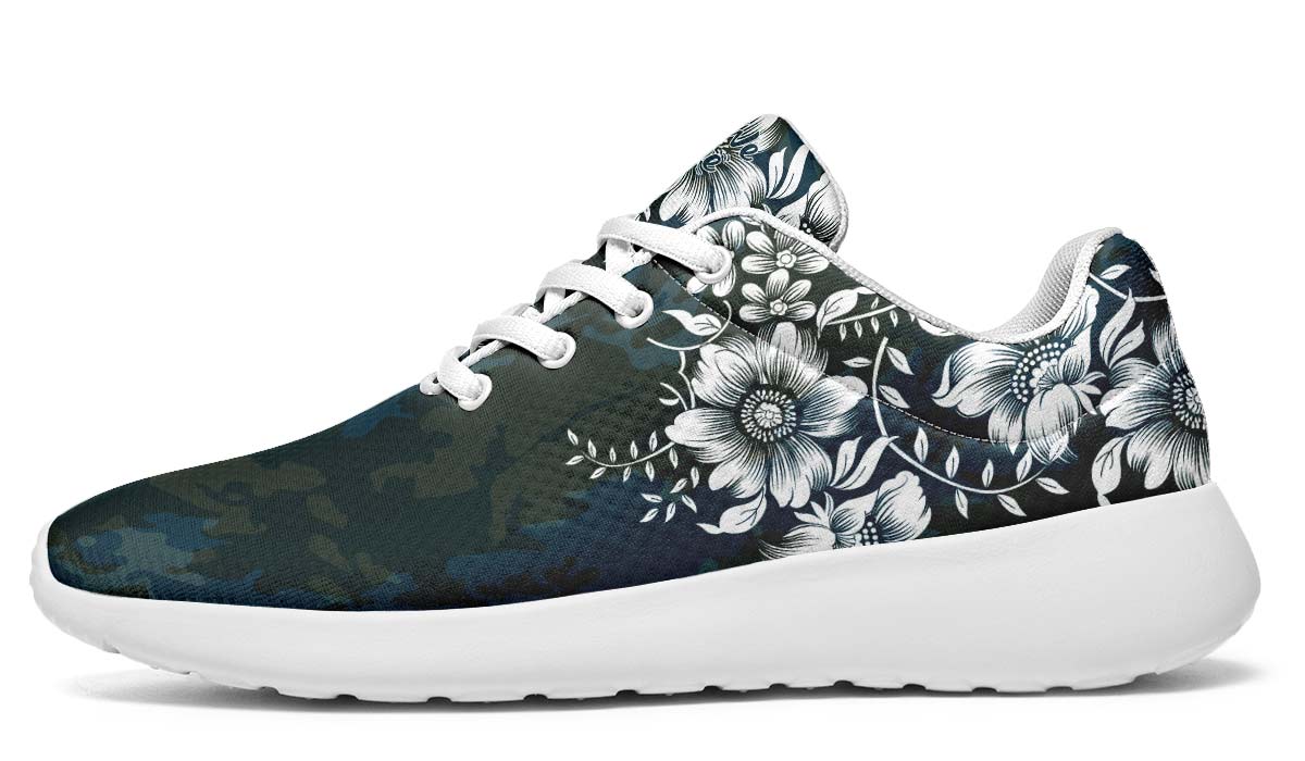 Blue Floral, Sneakers, Running Shoes, Custom Sneakers, Vegan Shoes, Men's Shoes, Woman's Shoes, Custom Printed, Flower