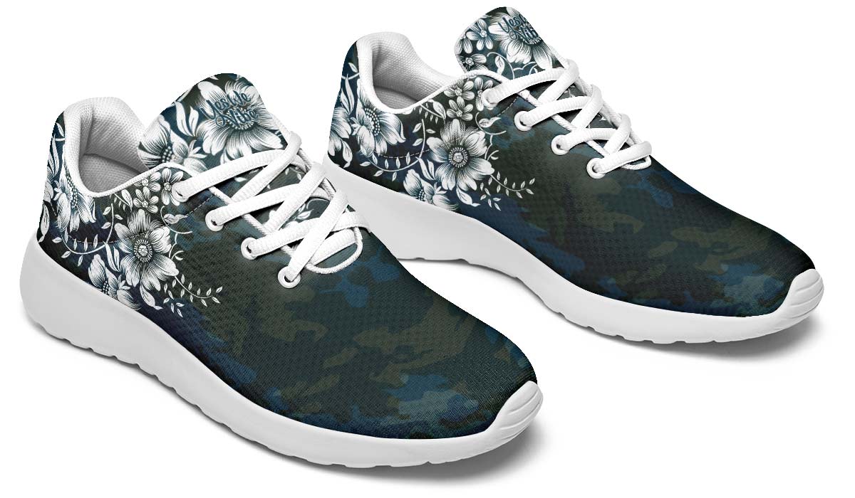 Blue Floral, Sneakers, Running Shoes, Custom Sneakers, Vegan Shoes, Men's Shoes, Woman's Shoes, Custom Printed, Flower