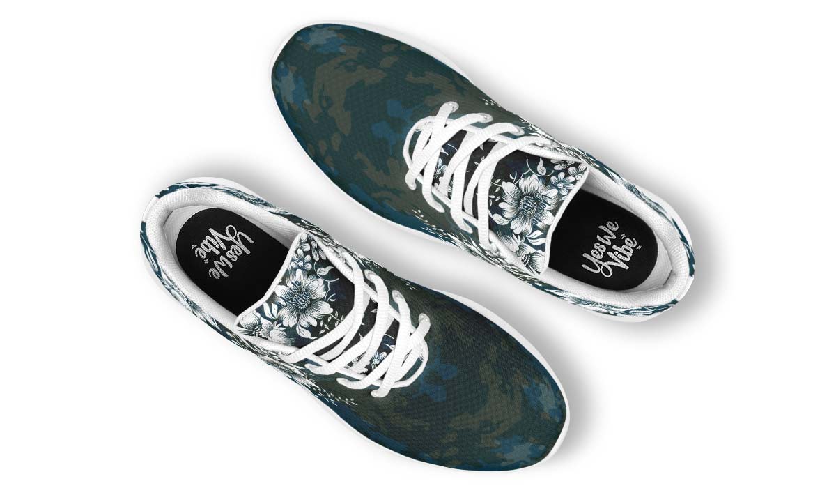 Blue Floral, Sneakers, Running Shoes, Custom Sneakers, Vegan Shoes, Men's Shoes, Woman's Shoes, Custom Printed, Flower