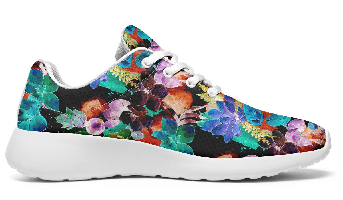 Night Watercolor Garden, Sneakers, Running Shoes, Custom Sneakers, Vegan Shoes, Men's Shoes, Woman's Shoes, Custom Printed, Flower