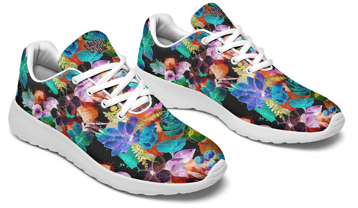 Night Watercolor Garden, Sneakers, Running Shoes, Custom Sneakers, Vegan Shoes, Men's Shoes, Woman's Shoes, Custom Printed, Flower