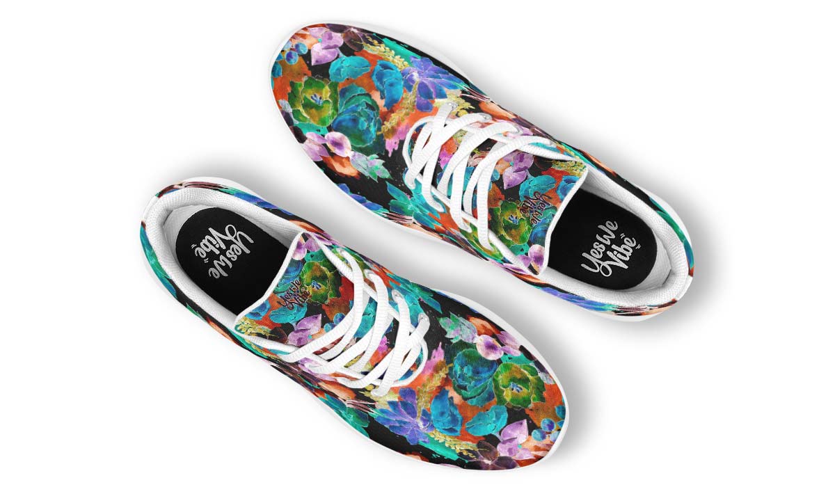 Night Watercolor Garden, Sneakers, Running Shoes, Custom Sneakers, Vegan Shoes, Men's Shoes, Woman's Shoes, Custom Printed, Flower
