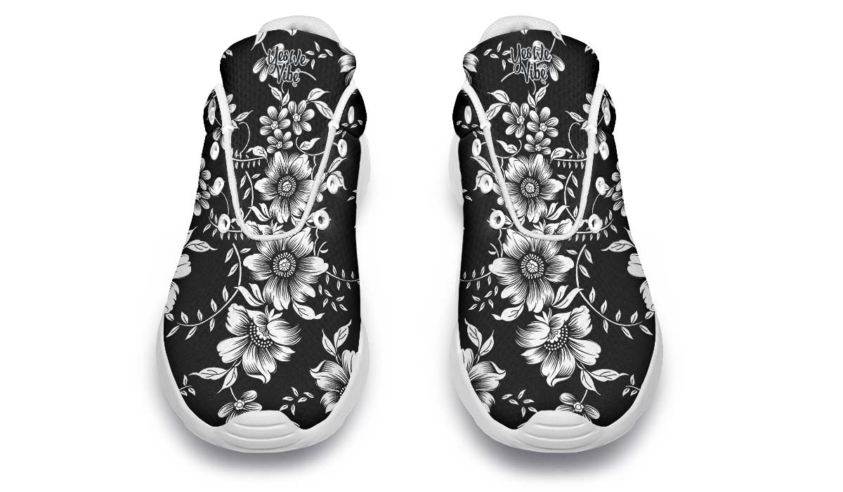 The White Flowers, Sneakers, Running Shoes, Custom Sneakers, Vegan Shoes, Men's Shoes, Woman's Shoes, Custom Printed, Flower