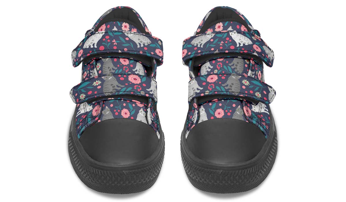 American Shorthair Cat Flower Kids Lowtops