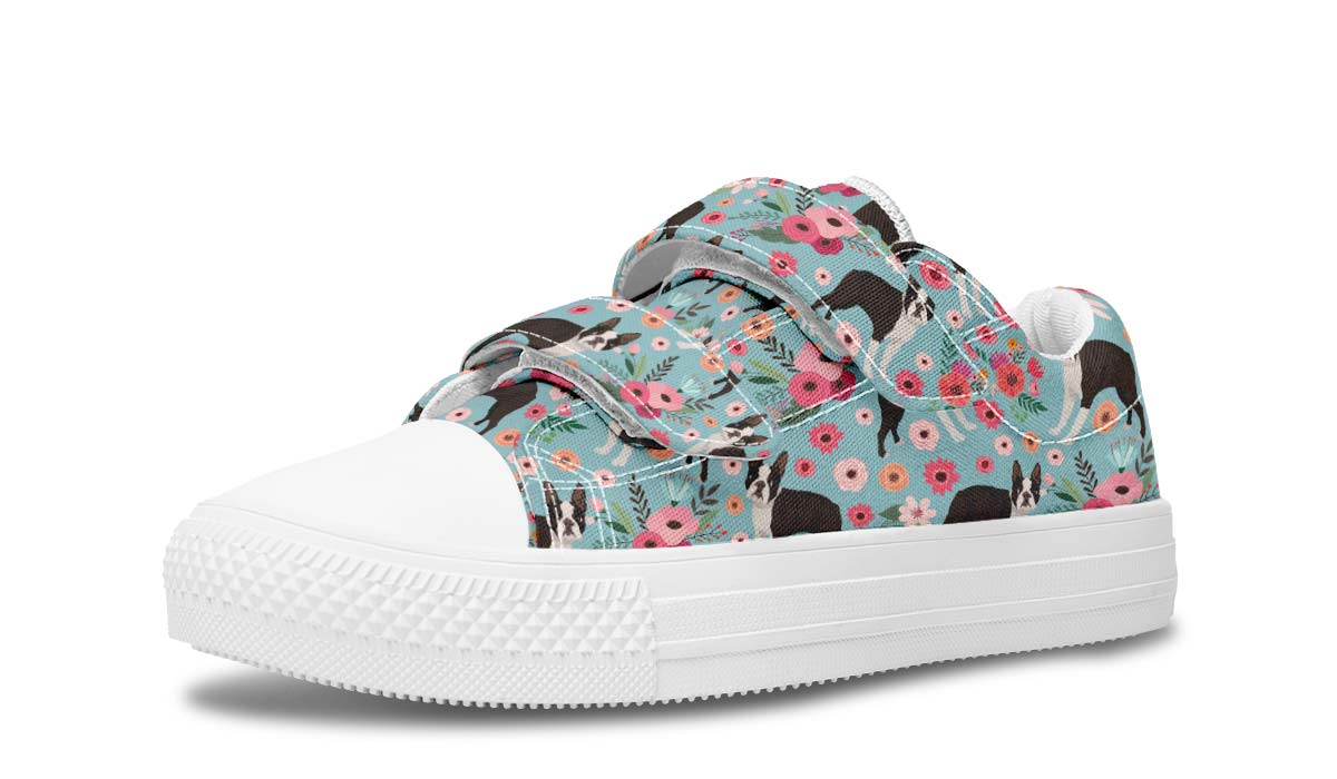 Boston Terrier Flower Kids Lowtops