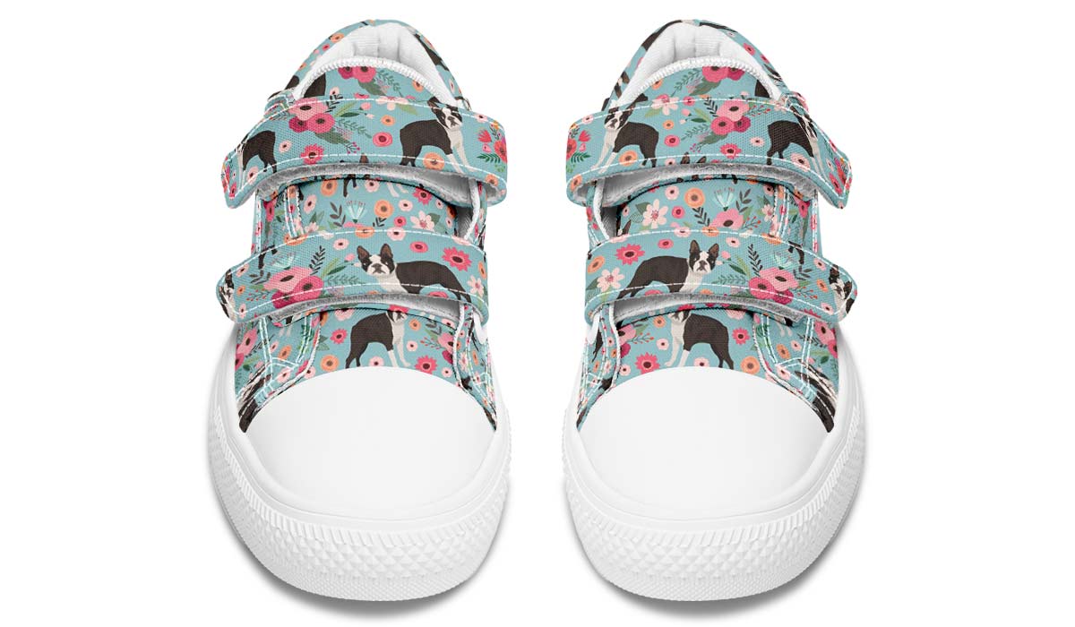 Boston Terrier Flower Kids Lowtops