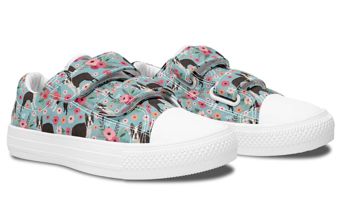 Boston Terrier Flower Kids Lowtops