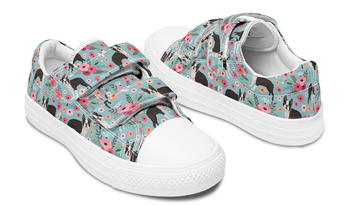 Boston Terrier Flower Kids Lowtops