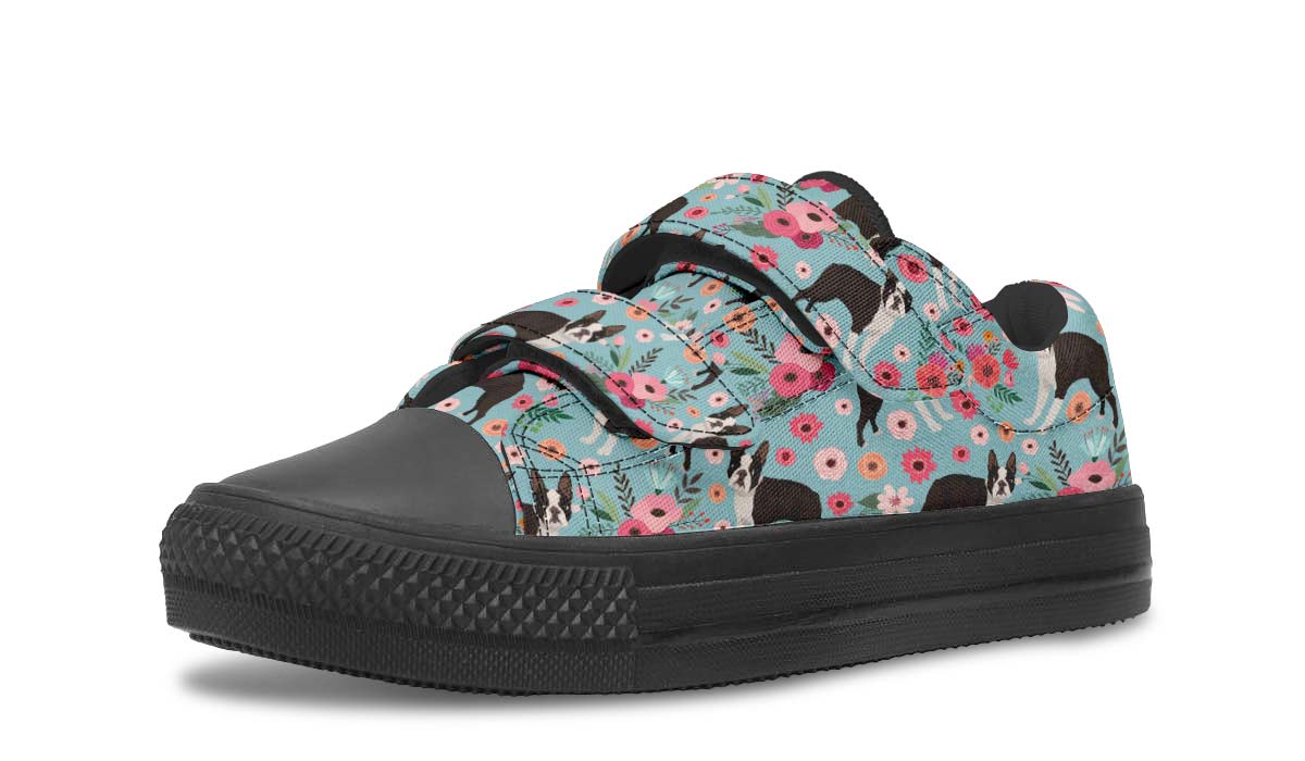 Boston Terrier Flower Kids Lowtops