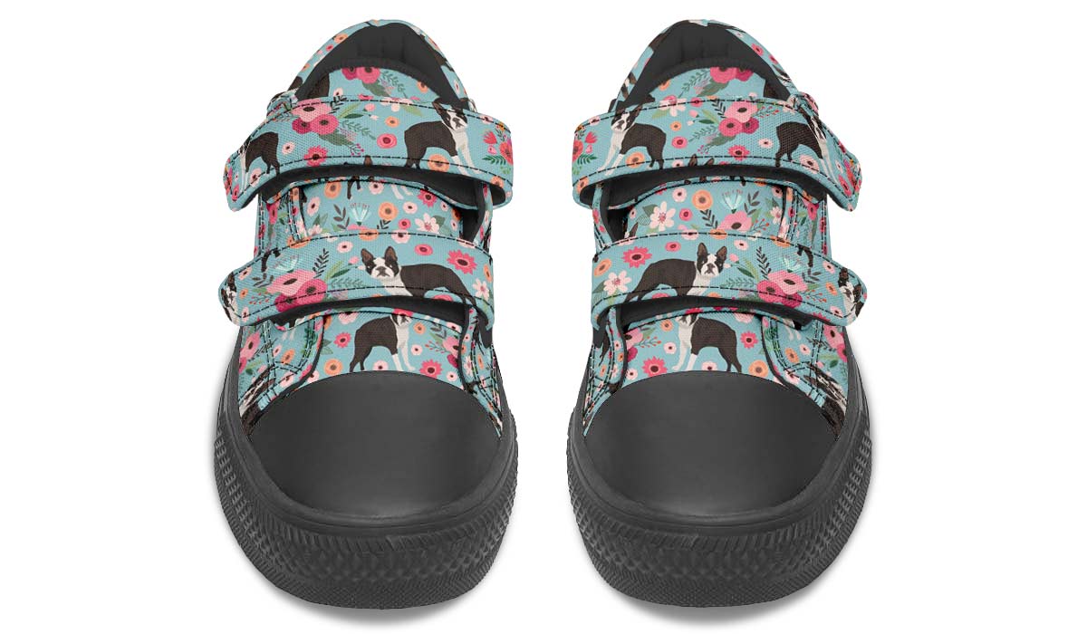 Boston Terrier Flower Kids Lowtops