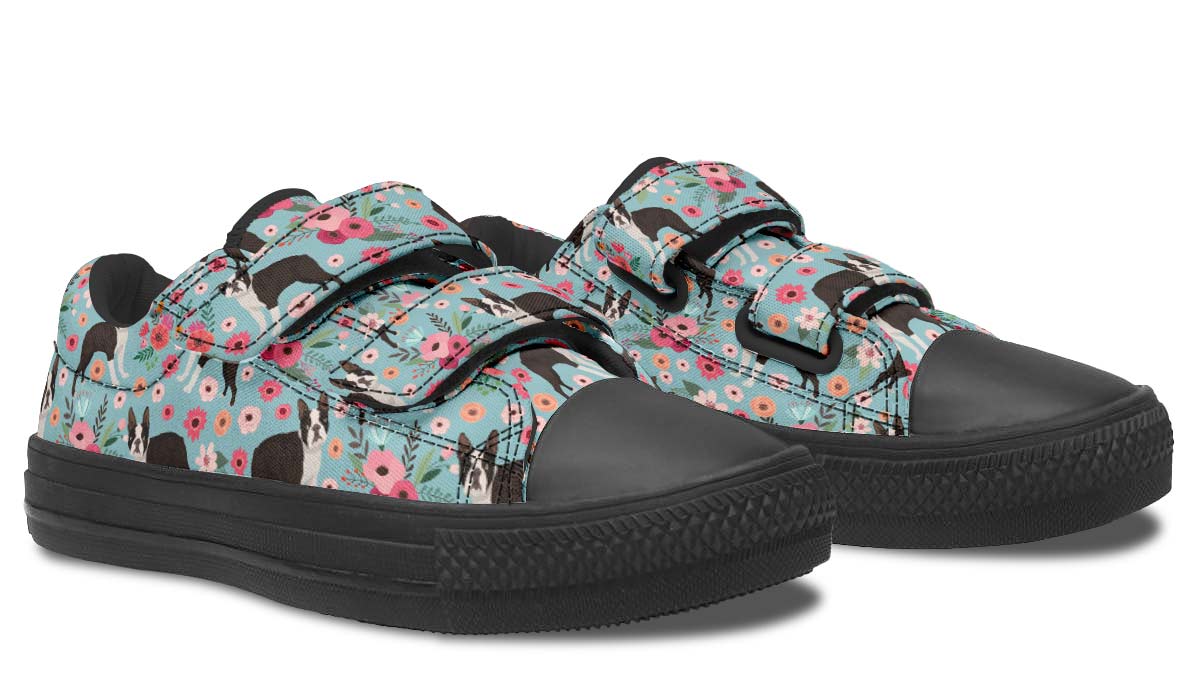 Boston Terrier Flower Kids Lowtops