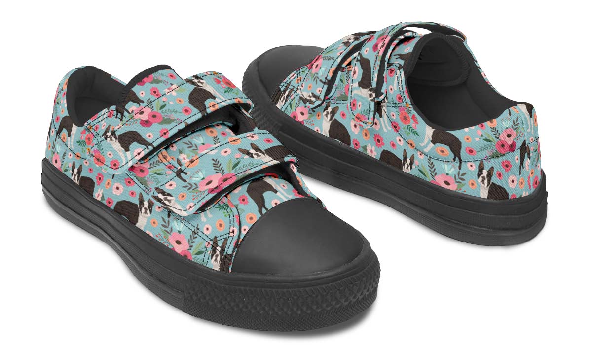 Boston Terrier Flower Kids Lowtops