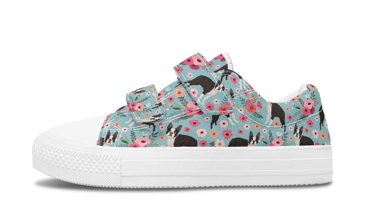 Boston Terrier Flower Kids Lowtops