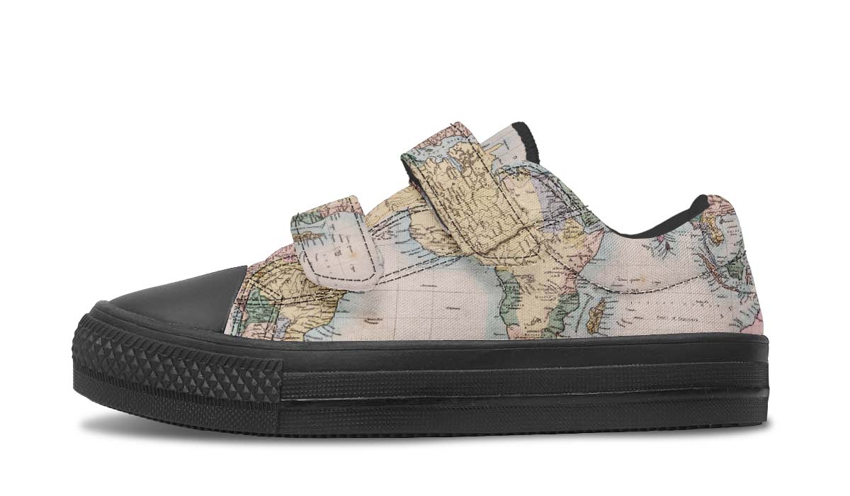 Vintage Geography Globe Kids Lowtops