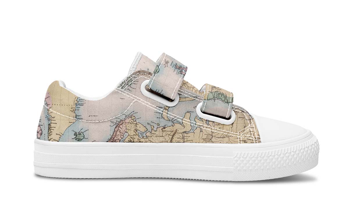 Vintage Geography Globe Kids Lowtops