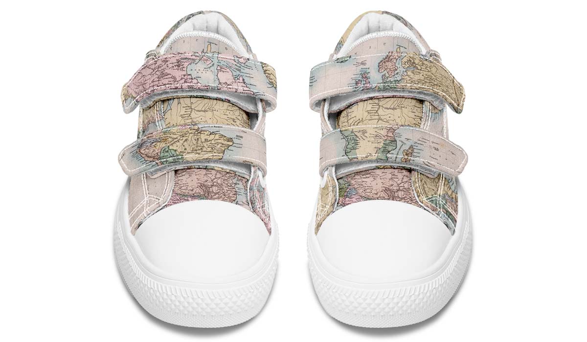Vintage Geography Globe Kids Lowtops