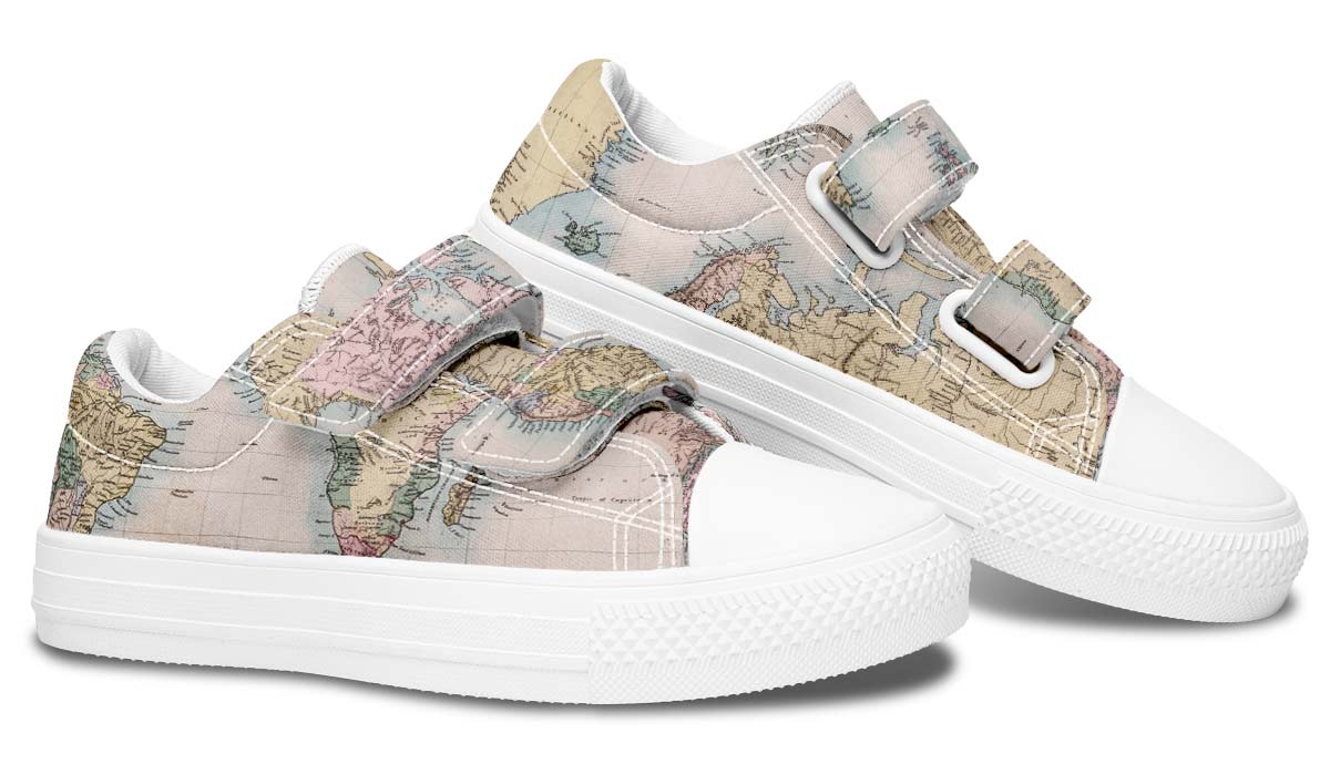 Vintage Geography Globe Kids Lowtops