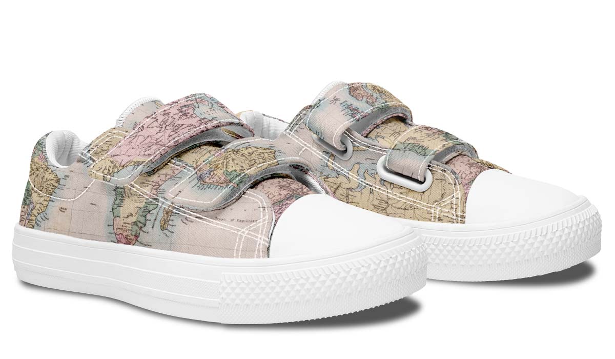 Vintage Geography Globe Kids Lowtops