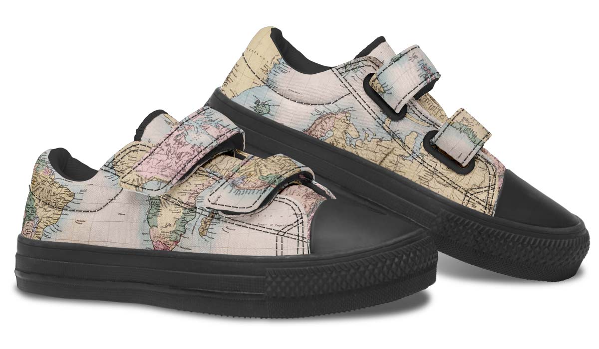 Vintage Geography Globe Kids Lowtops