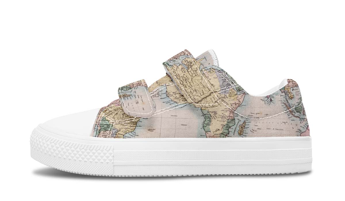 Vintage Geography Globe Kids Lowtops