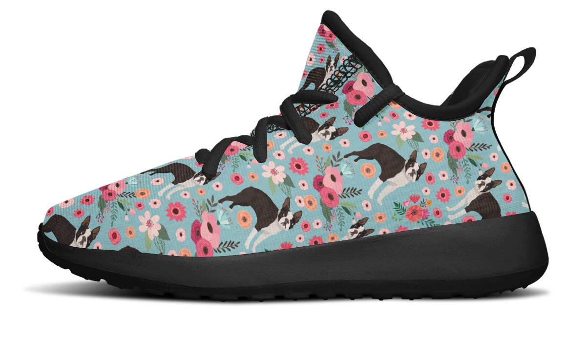 Boston Terrier Flower Kids Sneakers