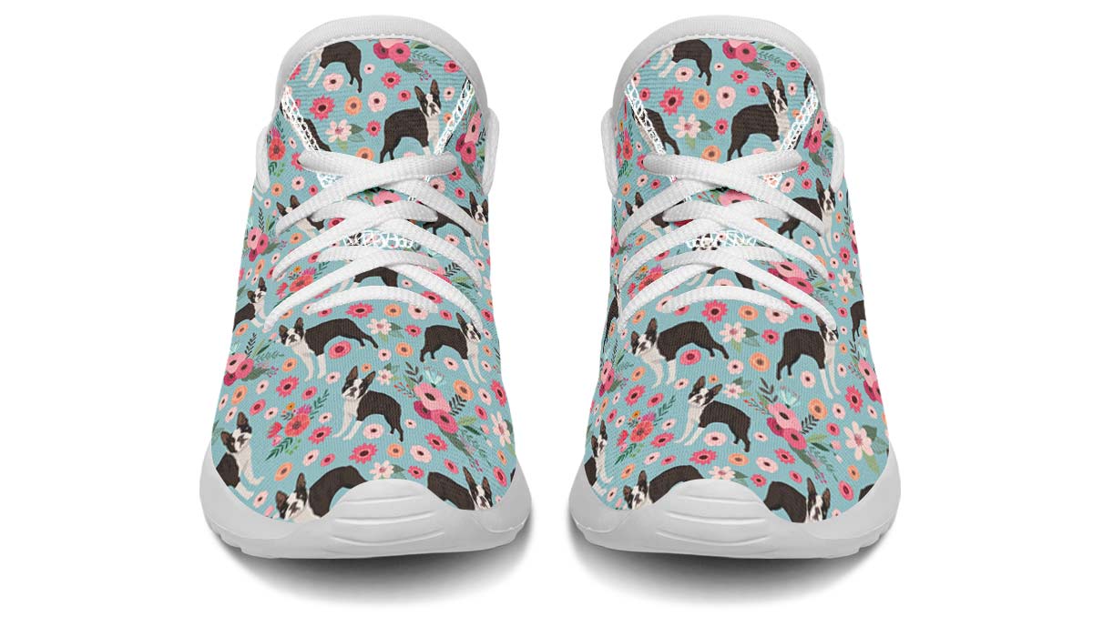 Boston Terrier Flower Kids Sneakers