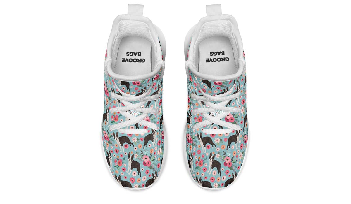 Boston Terrier Flower Kids Sneakers